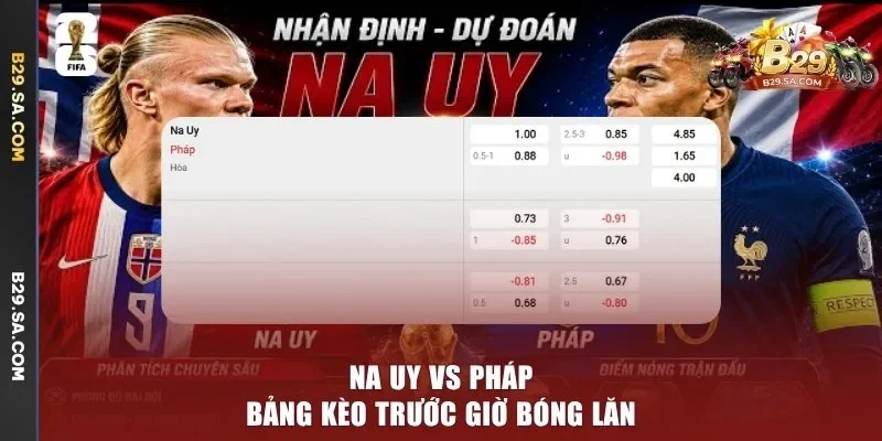 Na Uy vs Pháp - bảng kèo trước giờ bóng lăn
