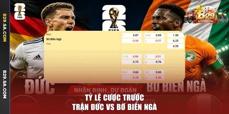 Tỷ lệ cược trước trận Đức vs Bờ Biển Ngà